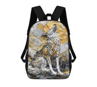 sinyumoney Golden Moonlight Wolf Children's 17 Inch School Backpack 3D Printed Casual Daypacks for Kids Travel Rucksacks Book Bags Kids School Bag