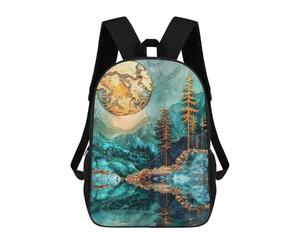 sinyumoney Golden Moonlit Pines Backpack School Bag Daypacks Business Backpack Water Resistant Bookbag for Men/Women 17inch