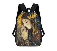 sinyumoney Golden Mosaic Woman Portrait Backpacks Kids School Backpack School Bag 3D Printed School Bag for Boys Elementary And Middle School Students 17inch