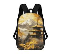 sinyumoney Golden Mountain Fuji And Pagoda Children's Backpacks Kids Fun School Bag Boys Backpack Travel Bag Student Schoolbag Book Stationery Bag Chool Bags 17inch