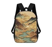 sinyumoney Golden Mountain Landscape Art Print-1 School Backpack Large School Backpack for Boys for Campus Outdoor Travel Sports 17inch