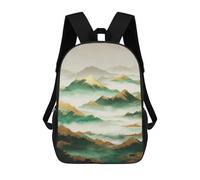sinyumoney Golden Mountain Landscape Art Print-2 Kids School Backpack 3D Printed Backpacks Fashion School Bag Rucksacks for Boys Elementary And Middle School Students 17inch