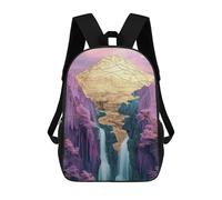 sinyumoney Golden Mountain Waterfall Landscape Children's Backpacks School Backpack 3D Printed for Kids Travel Rucksacks Book Bags Kids 17inch School Bag
