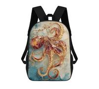 sinyumoney Golden Octopus Art Print Children's Backpacks School Backpack 3D Printed for Kids Travel Rucksacks Book Bags Kids 17inch School Bag