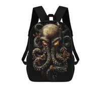 sinyumoney Golden Octopus Art School Backpack School Bags for Girls Boys Backpack with Pocket Fashion School Bag Kids Backpack 17inch