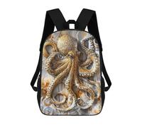 sinyumoney Golden Octopus Elegance Backpacks 3D Printed 17inch Kids School Backpack Outdoor Casual Daypack Casual Travel Bags for Middle School Students