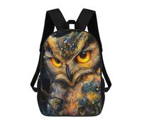 sinyumoney Golden Owl Painting Animal Children's School Backpack 3D Printed for Kids Travel Rucksacks Book Bags Kids School Bag 17inch