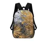 sinyumoney Golden Palm Leaf Splendor Backpack School Bag School Secondary High School College Backpack Travel for Girls Boys Teenage 17inch