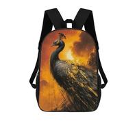 sinyumoney Golden Peacock Art Print Backpack School Bag High Secondary School Bags Casual Backpack for Teenage Girls Boys Women Men 17inch