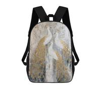 sinyumoney Golden Peacock Wall Art Decor Children's Backpacks School Backpack 3D Printed for Kids Travel Rucksacks Book Bags Kids 17inch School Bag