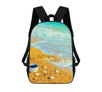 sinyumoney Golden Pebble Beach with Bowl Kids School Backpack 3D Printed Backpacks Fashion School Bag Rucksacks for Boys Elementary And Middle School Students 17inch