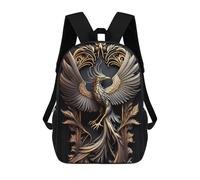 sinyumoney Golden Phoenix Artwork-2 School Backpack Secondary Causal Travel High School Bags for Campus Outdoor Travel Sports 17inch
