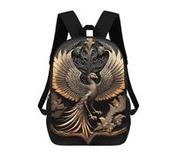 sinyumoney Golden Phoenix Artwork-3 Backpack Schoolbags for Boys Girls Casual Sport Daypack Elementary Primary Large Capacity Bookbags 17inch