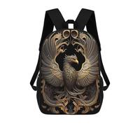 sinyumoney Golden Phoenix Artwork-5 Kids Backpacks,3D Personalized School Bookbags for Boys Girls Large Schoolbags Casual Daypack 17inch