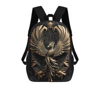 sinyumoney Golden Phoenix Queen Art Children's 17 Inch School Backpack 3D Printed Cool Knapsack for Kids Travel Rucksacks Book Bags Kids School Bag