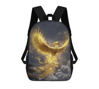 sinyumoney Golden Phoenix Rising-1 Kids Backpack, Backpack School Bag, Backpacks Kids School 3D Printed School Bags for Elementary And Middle School Students Teens Birthday Gift 17inch