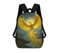 sinyumoney Golden Phoenix Rising-2 Backpack School Bag Rucksack Casual Daypacks School Work Travel Bag for Teenage Girls Boys Women Men 17inch