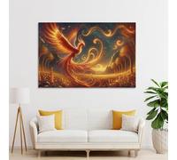 sinyumoney Golden Phoenix Rising Pictures for Hallway for Bedroom Office Bathroom Decor Wall Decoration 16x24inch(40x60cm)