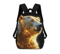 sinyumoney Golden Polar Bear Animal Backpack School Bag Secondary Causal Travel High School Bags for Boys/Girls/Teenagers 17inch