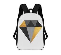 sinyumoney Golden Polygon II 3D Printed Kids School Bag Rucksacks Children's School Fashion Casual Back Pack High Capacity Travel Book Bags Backpack for Kids 17inch