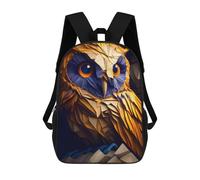 sinyumoney Golden Polygon Owl Sculpture Kids School Backpack 3D Printed Backpacks Fashion School Bag Rucksacks for Boys Elementary And Middle School Students 17inch