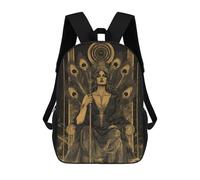 sinyumoney Golden Queen with Peacock Feathers School Bag Bookbag 3D Printed Children's Backpacks for Kids Boy Girl Book Bags Kids School Bag Travel Rucksacks 17inch