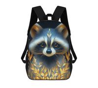 sinyumoney Golden Raccoon Portrait Children's 17 Inch School Backpack 3D Printed Cool Knapsack for Kids Travel Rucksacks Book Bags Kids School Bag