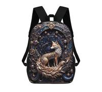 sinyumoney Golden Red Steampunk Fox Rucksacks 3D Printed Children 17inch Backpacks Fashion Casual Daypack Travel Bags Outdoor Casual Daypack for Boy And Girl