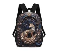 sinyumoney Golden Red Steampunk Fox School Bags Lightweight Airport College Students Back Pack for Camping Outdoor Adventures And Daily Travel 17inch