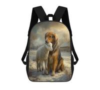 sinyumoney Golden Retriever And Lamb in Winter Scene Backpack School Daypacks Business Backpack Water Resistant Bookbag for Camping Outdoor Adventures And Daily Travel 17inch