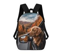 sinyumoney Golden Retriever Autumn Drive-1 Backpacks 3D Printed 17inch Kids School Backpack Outdoor Casual Daypack Casual Travel Bags for Middle School Students