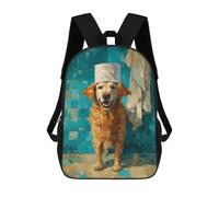 sinyumoney Golden Retriever Chef Hat School Bags School Secondary High School College Backpack Travel for Men, Women & Teenage Boys 17inch