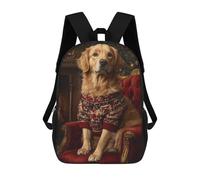 sinyumoney Golden Retriever Christmas Portrait Warm Christmas Dog Art Backpack School Bag Rucksack Casual Daypacks School Work Travel Bag for Men, Women & Teenage Boys 17inch