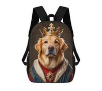 sinyumoney Golden Retriever Dog King Backpacks Kids School Backpack School Bag 3D Printed School Bag for Boys Elementary And Middle School Students 17inch