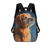 sinyumoney Golden Retriever Dog Painting-2 3D Printed 17inch School Bag Children's School Backpack Travel Backpacks Casual Fashion Bag for Kids School Students