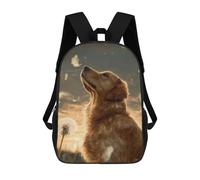 sinyumoney Golden Retriever Dreams 3D Printed Children's School Backpack for Kids Travel Rucksacks Book Bags Kids School Bag 17inch