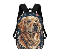 sinyumoney Golden Retriever Floral Portrait School Backpack Water Resistant Travel Backpack Computer Bag - Perfect for Travel, Work And Daily Use 17inch