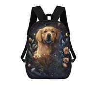sinyumoney Golden Retriever Flower Kids Children School Backpack Bookbags Casual Travel Rucksack Boys Girls Large Capacity Daypack 17inch