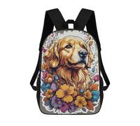 sinyumoney Golden Retriever Flowers School Backpack Business Laptop Rucksack Bag Unisex Casual Daypack for Boys/Girls/Teenagers 17inch