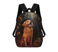 sinyumoney Golden Retriever in Autumn Forest Backpacks 3D Printed Kids School Backpack School Bag Fashion Rucksacks for Boys Elementary And Middle School Students 17inch