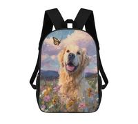 sinyumoney Golden Retriever in Flower Field Backpack School Computer Rucksack for School/Work/Travel- Perfect for Travel, Work And Daily Use 17inch