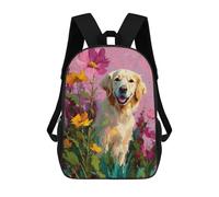 sinyumoney Golden Retriever in Flowers-1 Backpack School Bag Business Durable Laptop Bag for Boys/Girls/Teenagers 17inch