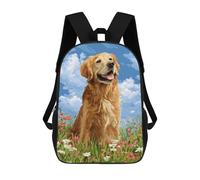 sinyumoney Golden Retriever in Flowers-3 Backpack School Bag Daypacks Business Backpack Water Resistant Bookbag for Girls Boys Teenage 17inch
