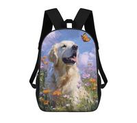sinyumoney Golden Retriever in Flowers-5 School Bags School Secondary High School College Backpack Travel for Men, Women & Teenage Boys 17inch