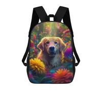 sinyumoney Golden Retriever in Flowers Backpack School Rucksack Casual Daypacks School Work Travel Bag- Perfect for Travel, Work And Daily Use 17inch