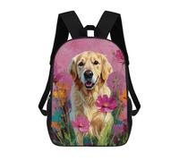 sinyumoney Golden Retriever in Flowers Backpack School Water Resistant Travel Backpack Computer Bag - Perfect for Travel, Work And Daily Use 17inch
