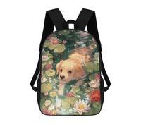 sinyumoney Golden Retriever in Lily Pond Children's School Backpack Fashion Casual Children's Backpacks 3D Printed School Bags Boy Large Backpack 17inch