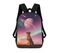 sinyumoney Golden Retriever in Space Backpacks Kids School Backpack Fashion School Bag 3D Printed School Bag for Boys Elementary And Middle School Students 17inch