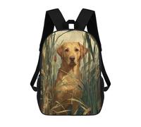 sinyumoney Golden Retriever in Tall Grass Kids Backpack,School Backpack Kids School Bag 3D Printed Cartoon Large Capacity Backpack for Kids Boys And Girls 17inch