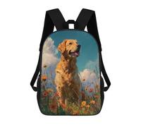 sinyumoney Golden Retriever in Wildflowers School Backpack Fashion Stationery Backpack Waterproof Casual Daypacks for Camping Outdoor Adventures And Daily Travel 17inch